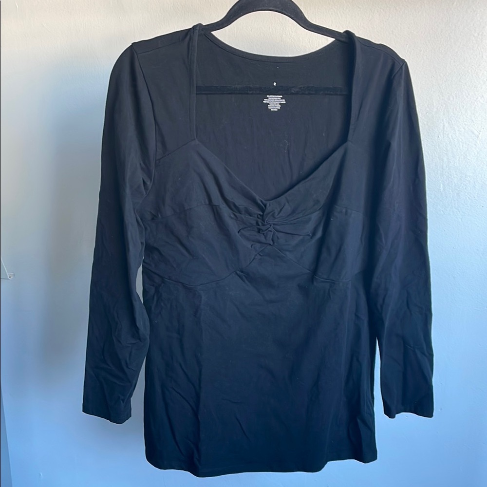 NWOT - Torrid Black Fitted Ruched Blouse